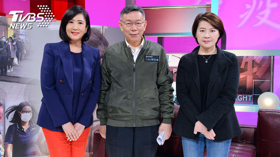 台北市長柯文哲與副市長黃珊珊接受TVBS看板人物方念華的專訪，暢談北市的防疫制度與超前部署。(圖／TVBS)