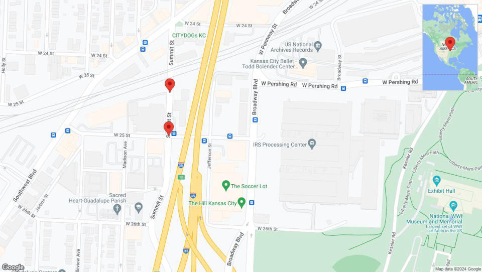 A detailed map showing the affected road due to 'Kansas City: West 25 Street temporarily closed' on June 27 at 3:53 PM