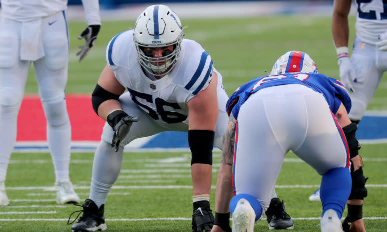 Indianapolis Colts star OL Quenton Nelson lined up against the Bills.