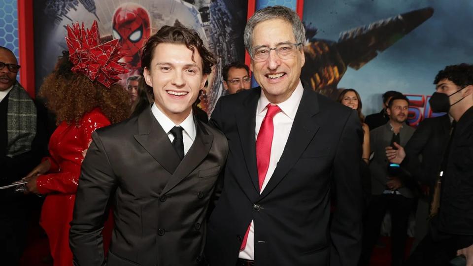 Tom Holland and Tom Rothman, Chairman and CEO, Sony Pictures Entertainment Motion Picture Group, attend the World Premiere of Columbia Pictures SPIDER-MAN: NO WAY HOME at the Regency Village and Bruin Theaters.