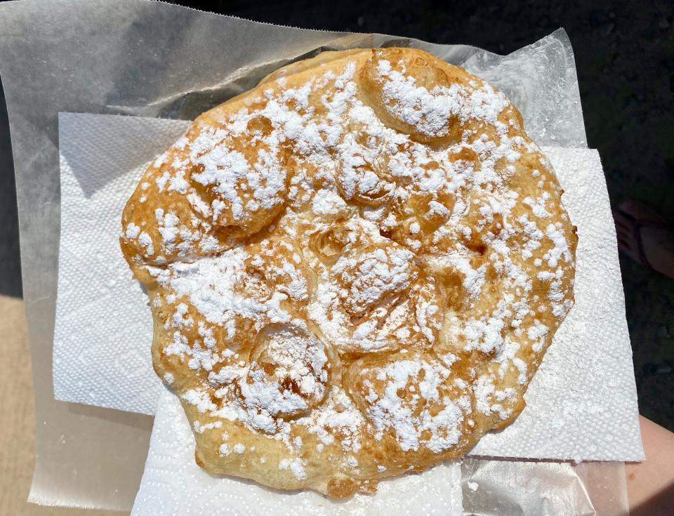 Fried bread with powdered sugar.