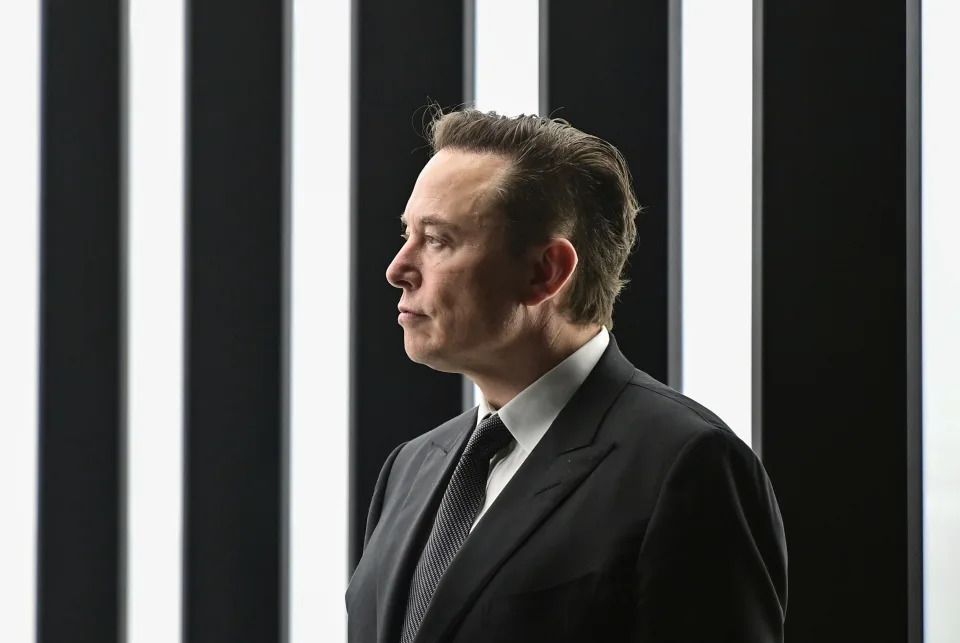 Elon Musk, Tesla CEO, attends the opening of the Tesla factory Berlin Brandenburg in Gruenheide, Germany