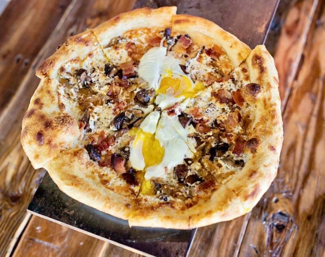 The breakfast pizza at Pie Tap, a Dallas pizzeria opening in Fort Worth.