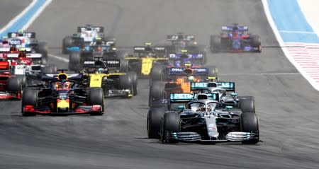 Hamilton dominates in France on a dull day for F1