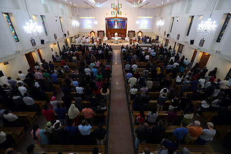 Worshippers attend their Friday evening mass at Sacred Heart Catholic Church, as Catholics are awaiting a historical visit by Pope Francis to United Arab Emirates, in Manama, Bahrain January 18, 2019. REUTERS/Hamad I Mohammed