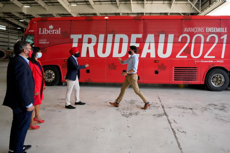 Canada's Prime Minister Justin Trudeau campaigns in Mississauga, Ontario