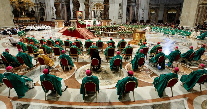 Pope Francis leads a mass to open the synod of bishops in Vatican City