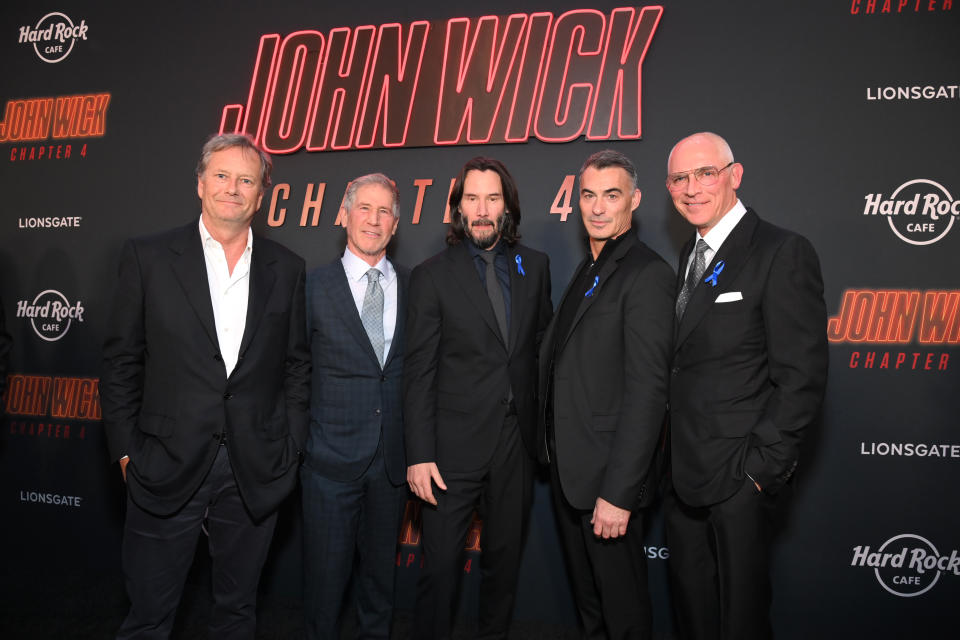 Michael Burns, Jon Feltheimer, Keanu Reeves, Chad Stahelski and Joe Drake