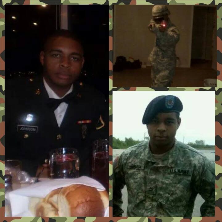 A collage of photos of Micah Xavier Johnson from his sister's Facebook page.