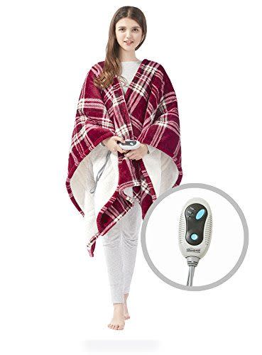 5) Sherpa Berber Fleece Electric Poncho