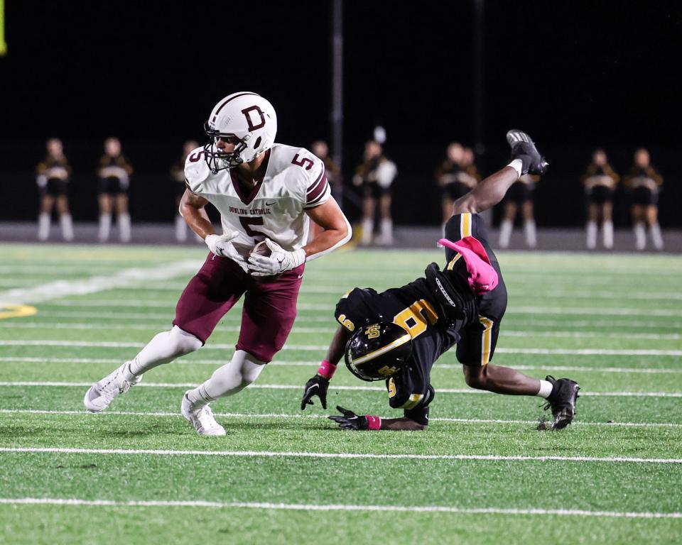 Dowling Catholic's Will Leifker (5) became a more well-rounded wideout as a senior.