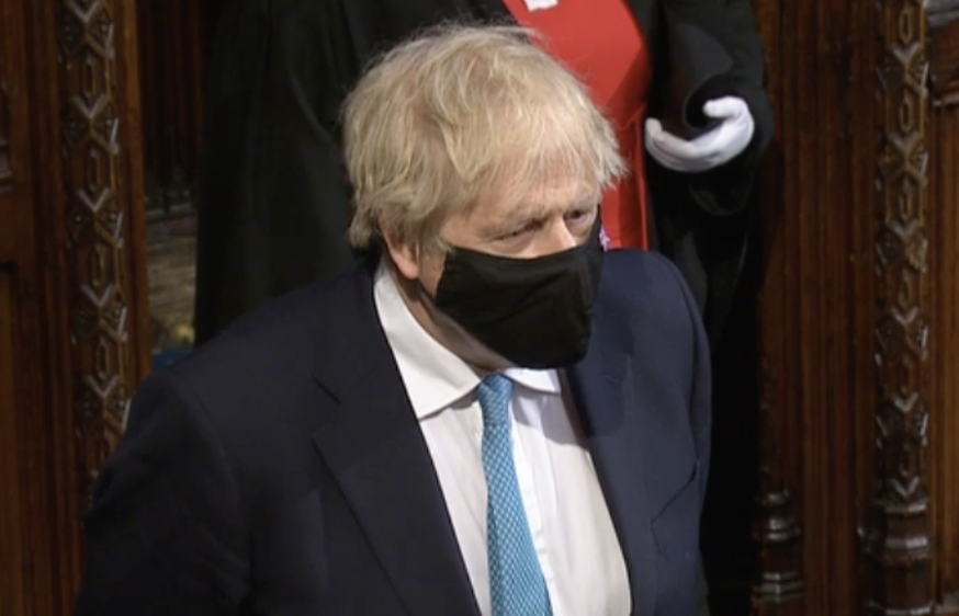 Boris Johnson at the Queen's Speech on Tuesday. (Parliamentlive.tv)