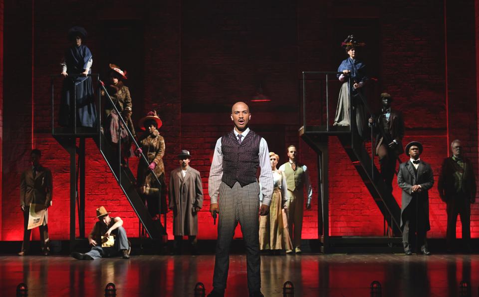 Jared Joseph as Coalhouse Walker Jr. and the cast of "Ragtime,"  directed by Peter Rothstein, at Asolo Repertory Theatre.