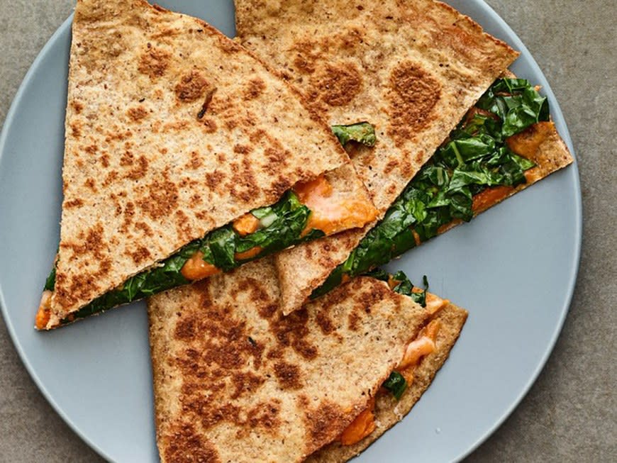 Kale and Sweet Potato Parmesan Quesadilla from SELFstarter