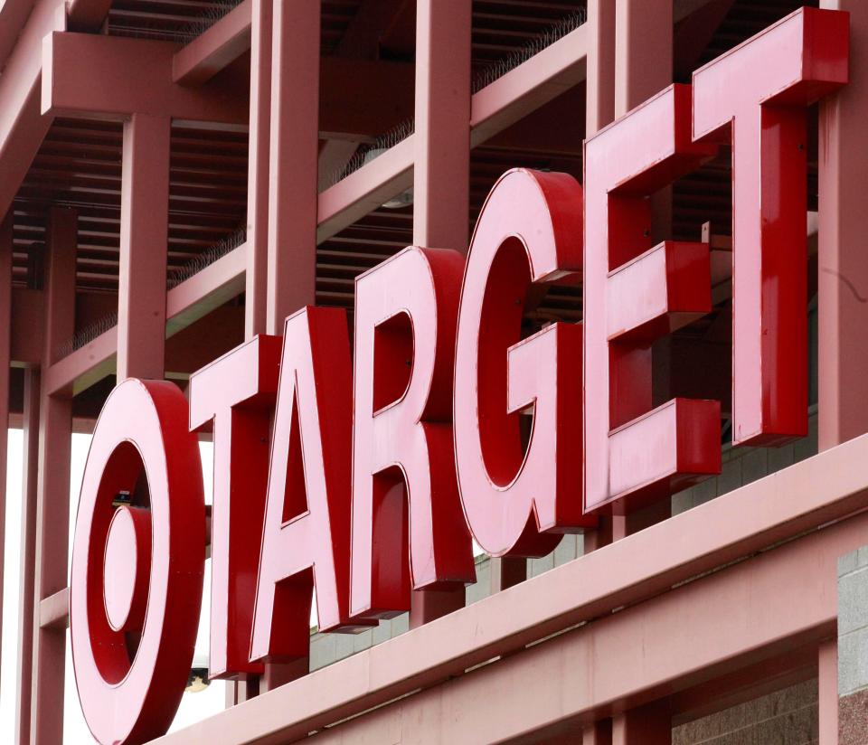 A Target sign on the front of a Target Store, in Wilsonville, Ore.