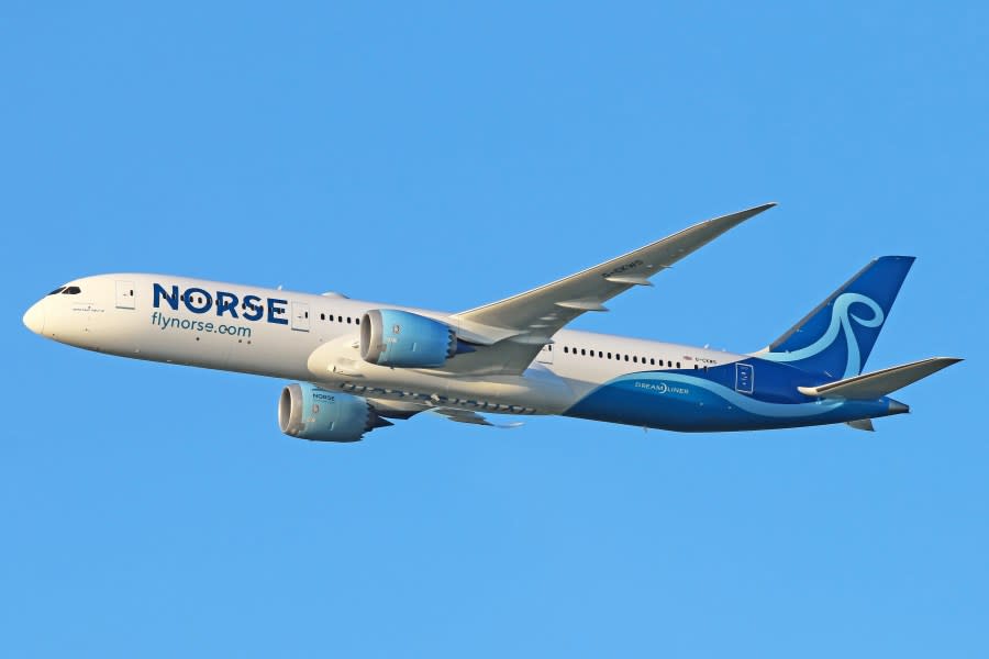A Norse Atlantic Airways Boeing 787 Dreamliner is shown in this undated promotional image. (Norse)