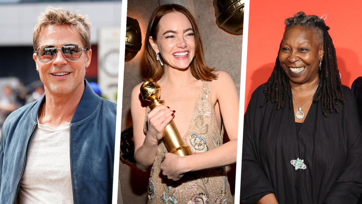 Brad Pitt, Emma Stone, and Whoopi Goldberg are all known by stage names in Hollywood. (PA/Getty)