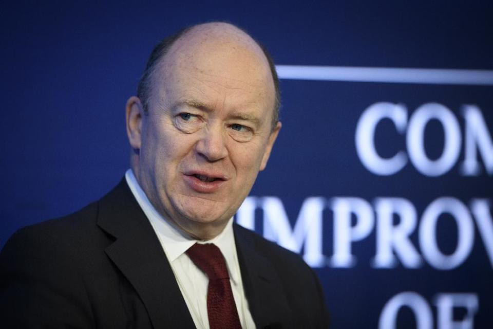 John Cryan, Chief Executive Officer of Deutsche Bank, speaks during a panel session on the first day of the 47th annual meeting of the World Economic Forum, WEF, in Davos, Switzerland, Tuesday, Jan. 17, 2017. (Gian Ehrenzeller/Keystone via AP)