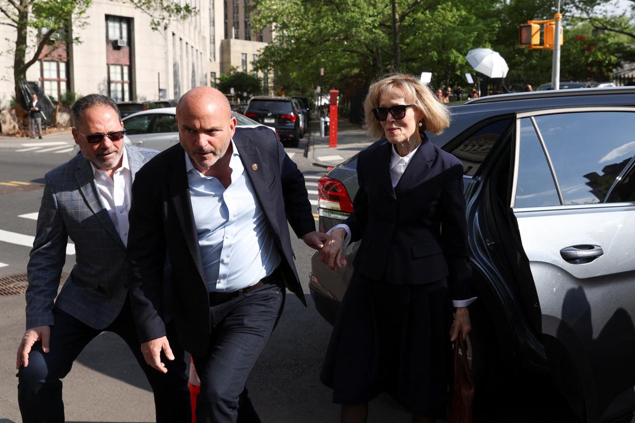 Former advice columnist E. Jean Carroll arrives to Manhattan federal court, Wednesday, April 26, 2023, in New York (REUTERS)