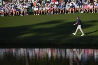 Bryson DeChambeau walks to the green on the 16th hole during final round at the Masters golf tournament at Augusta National Golf Club Sunday, April 14, 2024, in Augusta, Ga. (AP Photo/Matt Slocum)