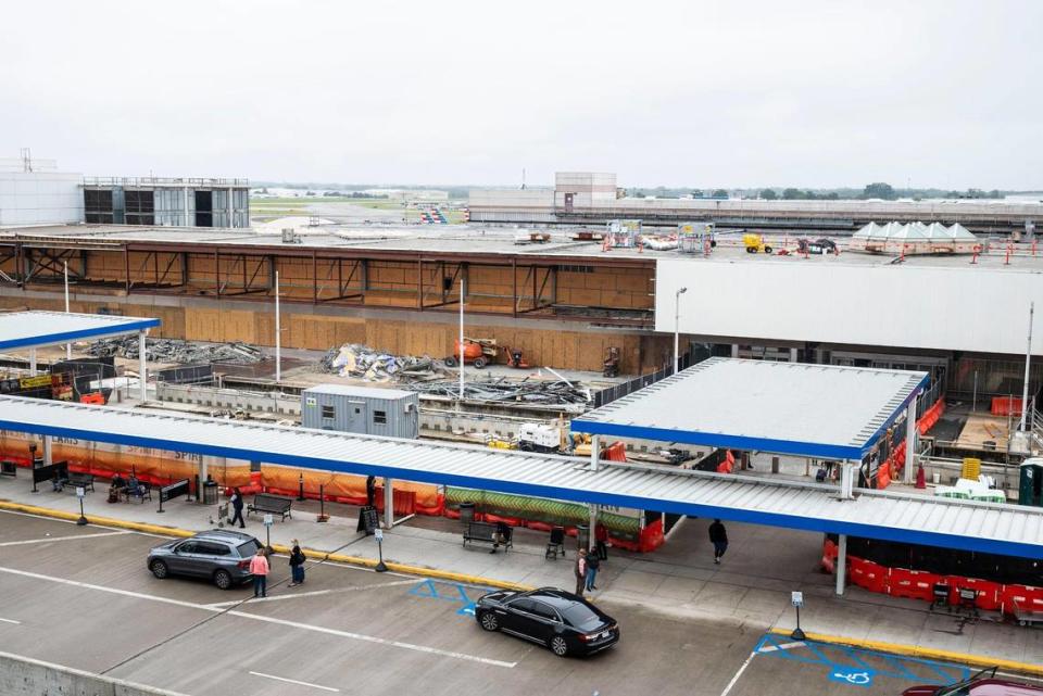 Construction is underway for the lobby expansion project at Charlotte Douglas International Airport.