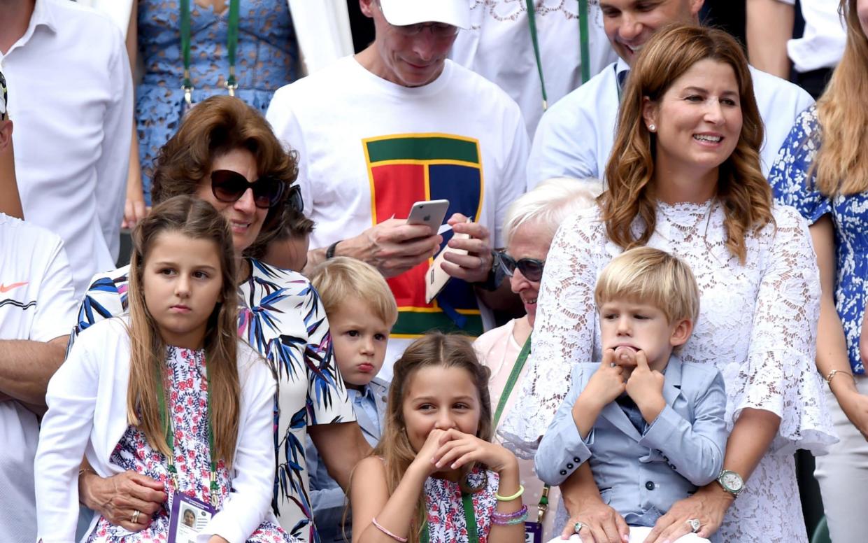 Roger Federer's four children - twin girls and twin boys - were watching on with his mother and wife - ©Alpha Press