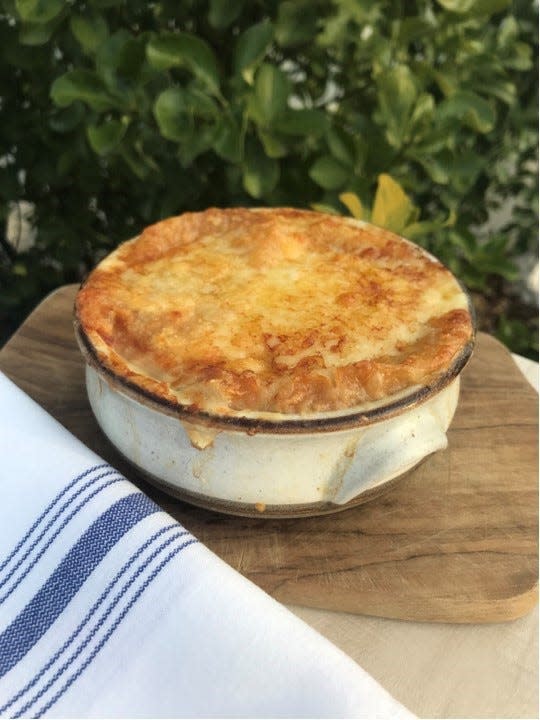 Swiss onion soup at Madeleine's Petit Paris