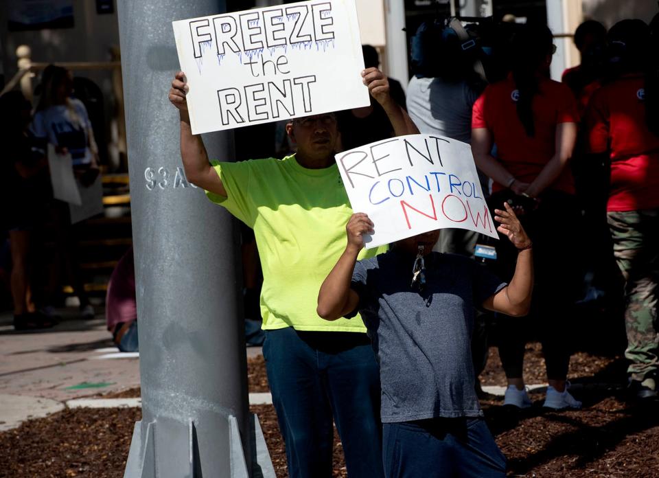 The Guatemalan Maya Center organized a rally on housing affordability at Lake Worth Beach town hall Saturday July 30, 2022.