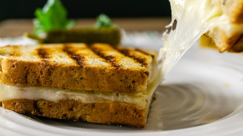 Closeup grilled cheese on rye 