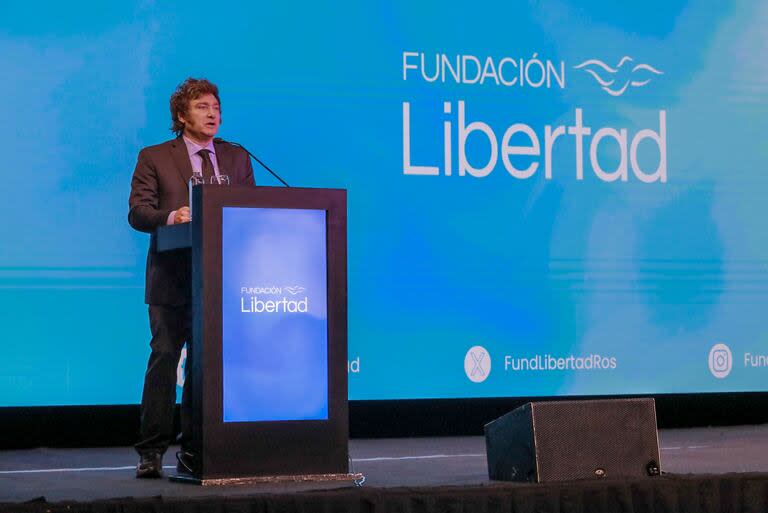 El presidente Javier Milei en la cena de la Fundación Libertad