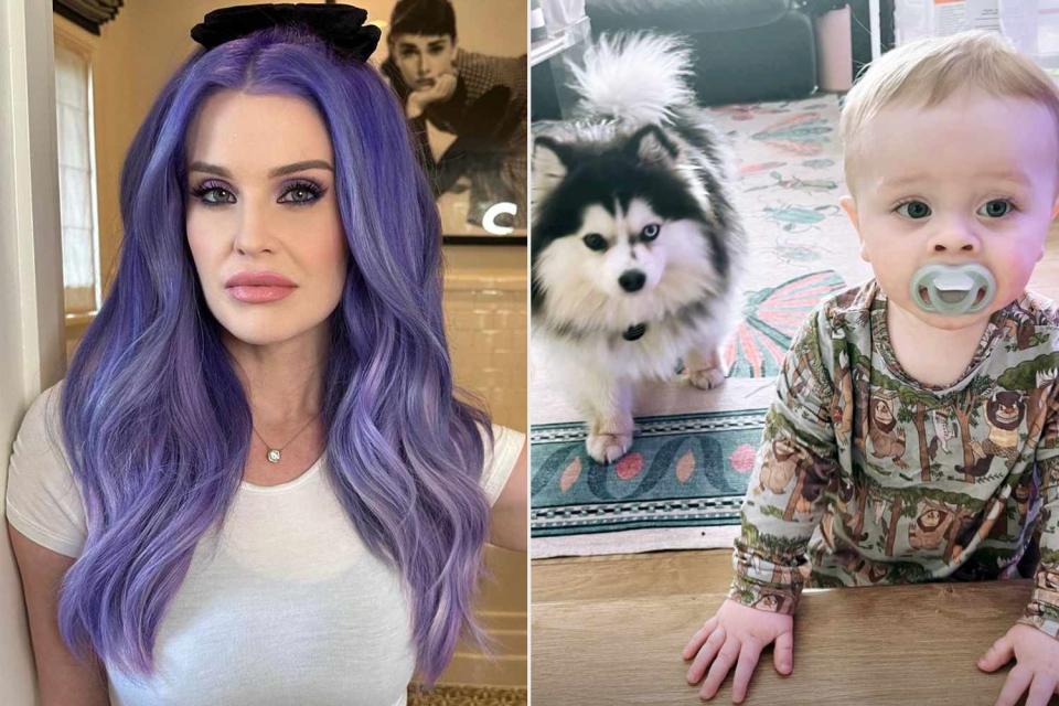 <p>Kelly Osbourne/Instagram</p> Kelly Osbourne (L), son Sidney and dog (R)