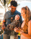 <p>A seaside setting and a leopard-print onesie: Sterling was in vacation mode in this pic with her parents. </p>