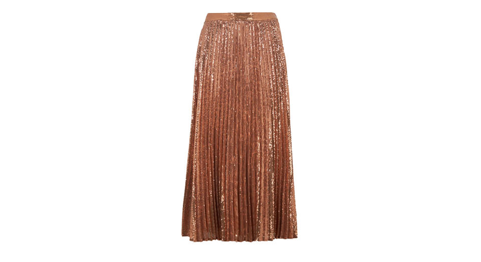 Sequin Pleated Midi Skirt 