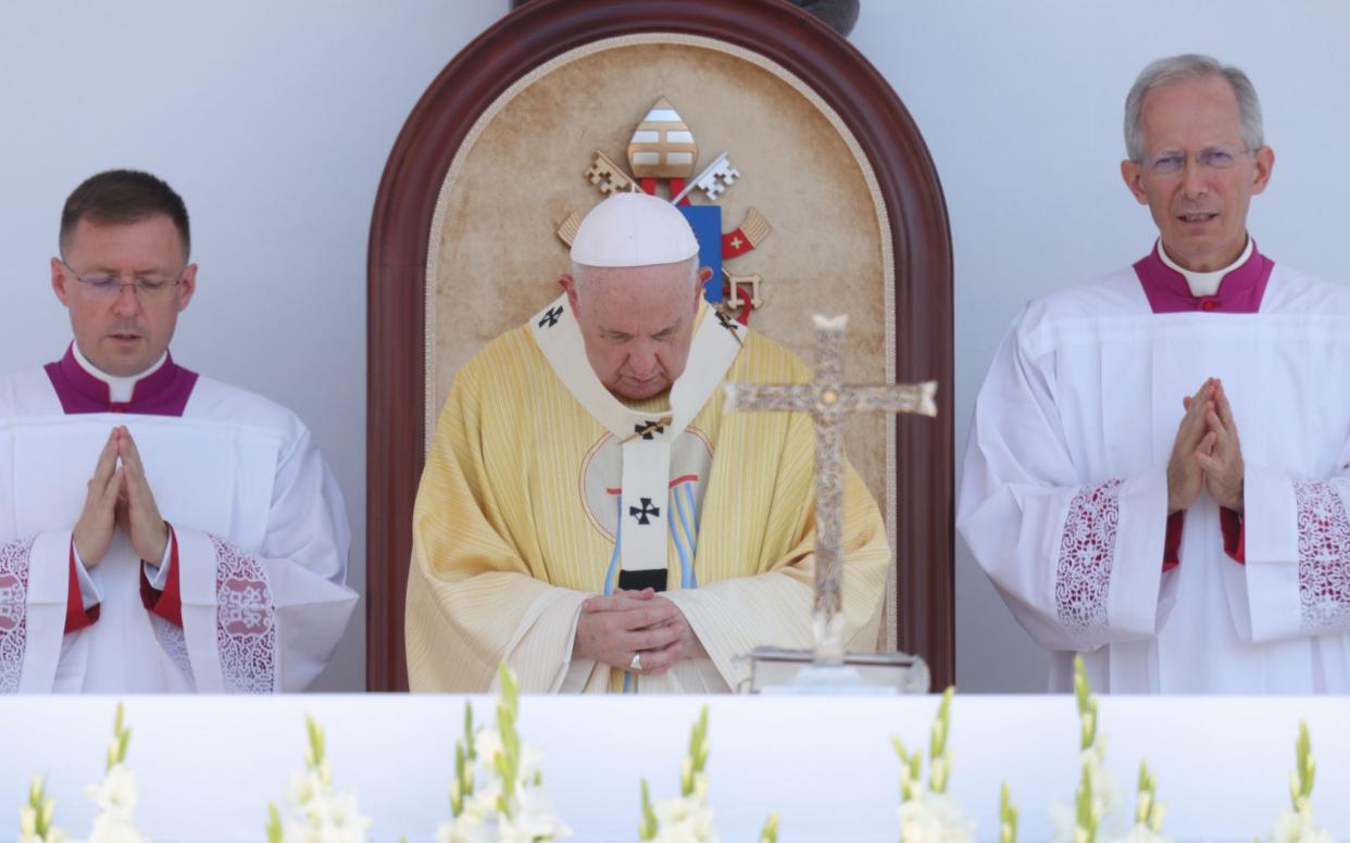 Pope Francis leads an open-air Sunday mass in Budapest, during his apostolic trip to Hungary and Slovakia - Getty