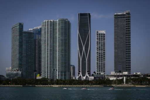 Zaha Hadid's One Thousand Museum building (C, with curved lines) is now the architectural highlight of the Miami skyline