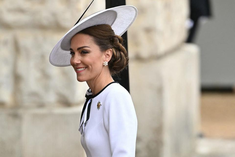 Catherine, Princess of Wales, arrives to Horse Guards Parade for the King's Birthday Parade "Trooping the Colour" in London on June 15, 2024.