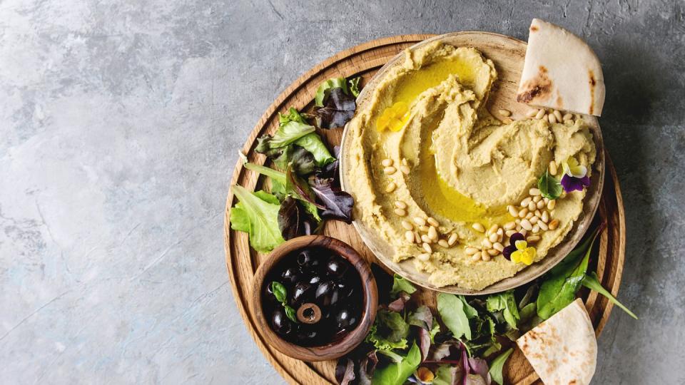 hummus spread with nuts