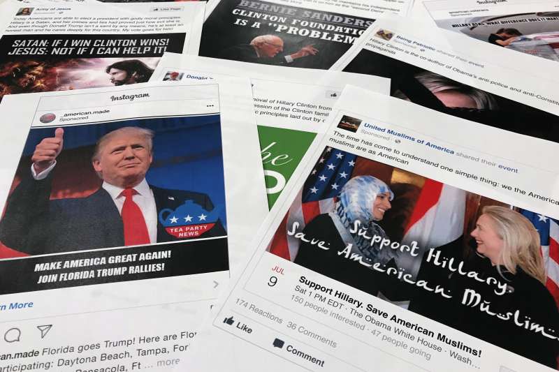2016年美國總統大選，俄羅斯在臉書等社群媒體散布假消息與仇恨言論，全力為川普助選（AP）