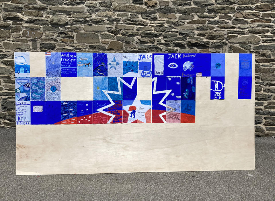 An in-progress look at Bulkeley Middle School’s commemorative Juneteenth flag, to be displayed in Rhinebeck, New York (Courtesy of Henry Frischknecht)