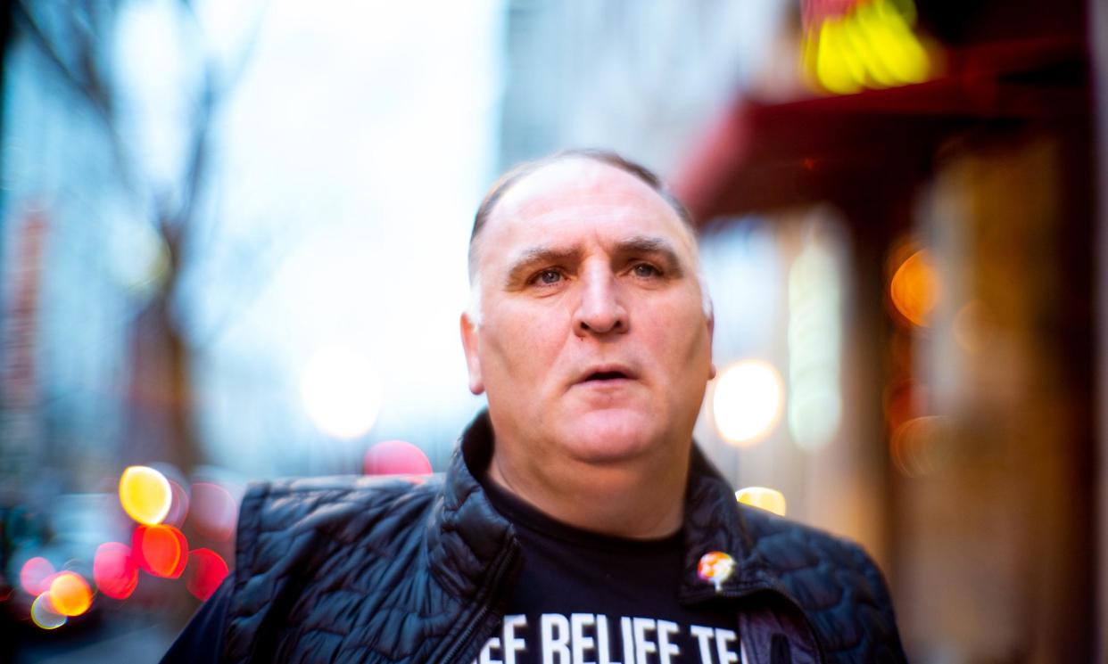 <span>José Andrés said the Israeli government ‘needs to stop restricting humanitarian aid, stop killing civilians and aid workers, and stop using food as a weapon’.</span><span>Photograph: Hector Emanuel/The Guardian</span>