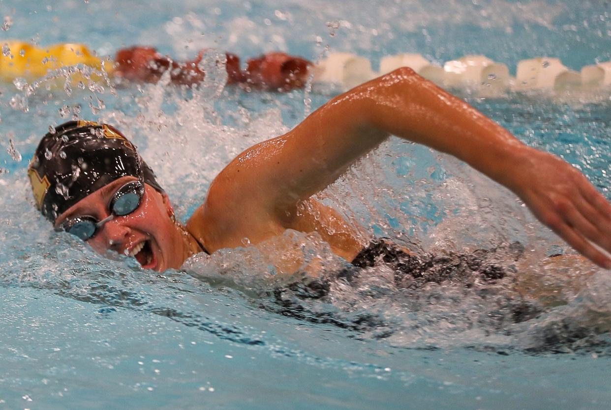 Senior Hope Schimming and the New Albany girls swimming and diving team will try to win a fourth consecutive Division I district title and the Eagles' third state championship in a row.