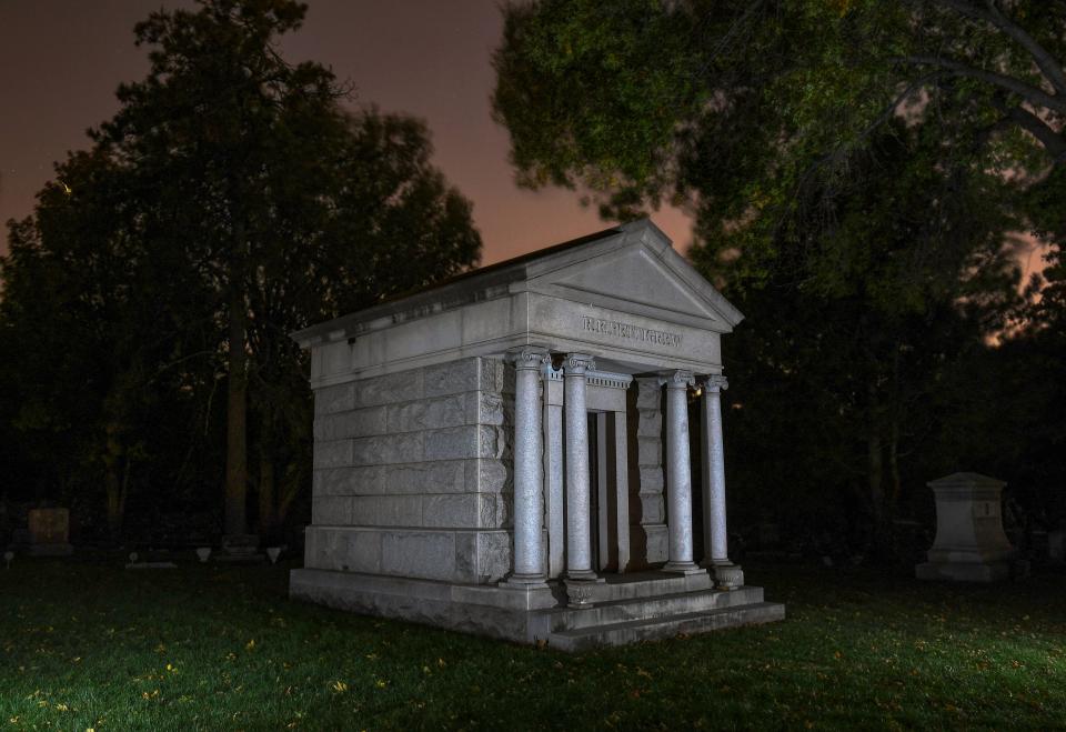 A private mausoleum for R.F. Pettigrew and his family stands at Woodlawn Cemetery on Tuesday, October 11, 2022, in Sioux Falls.