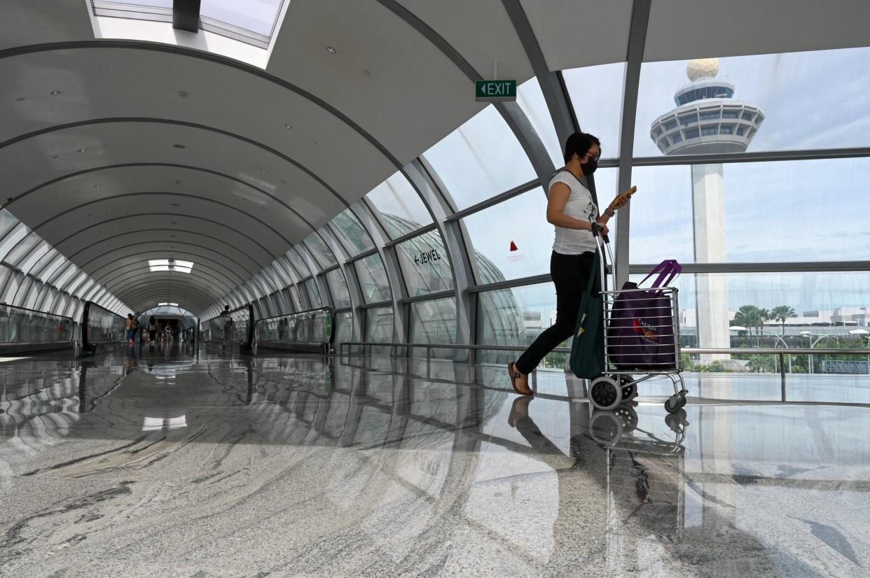 A link bridge to a terminal at Changi Airport. 