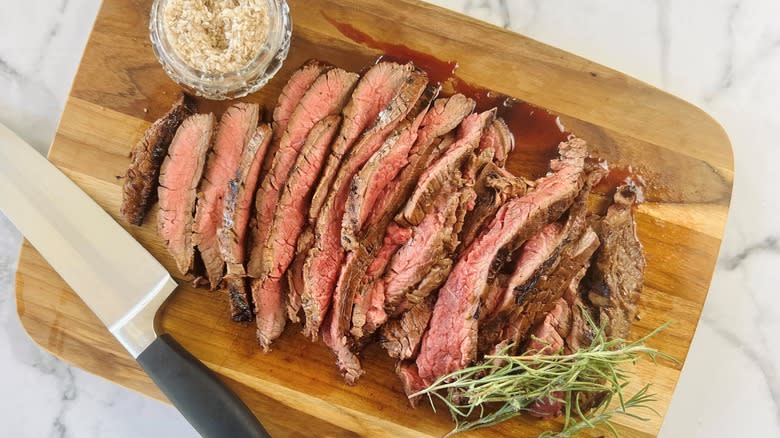 sliced balsamic grilled flank steak