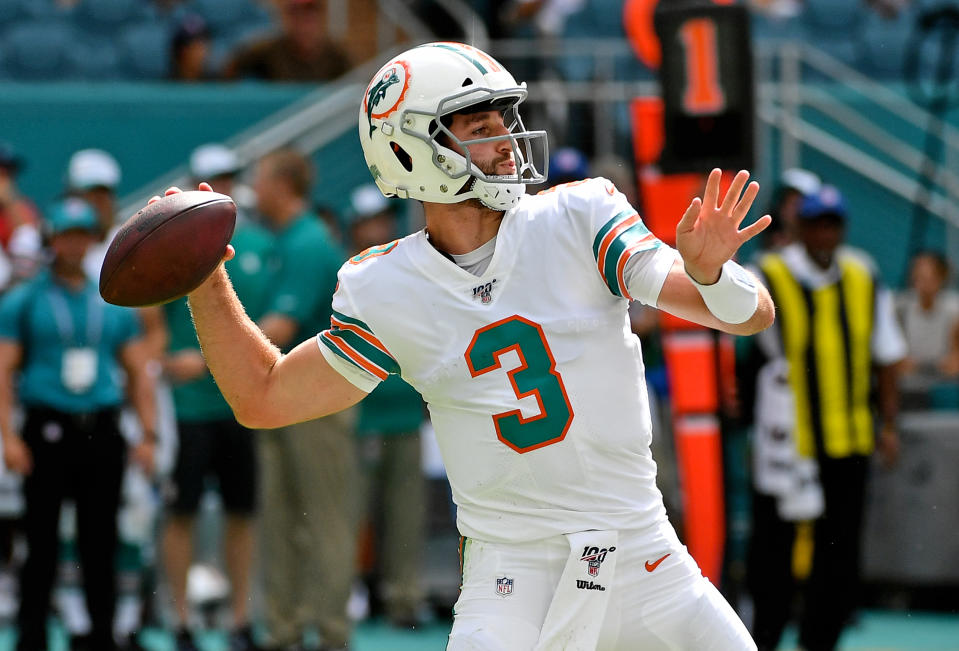 Josh Rosen, pictured here earlier in the season, led Miami to its first lead of the season against the Chargers. (Reuters)