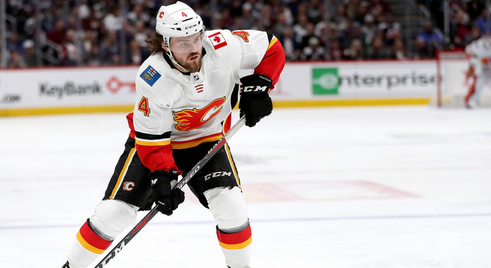 Rasmus Andersson is now signed with the Flames longer than any other player as he's locked down until 2026. (Photo by Matthew Stockman/Getty Images)