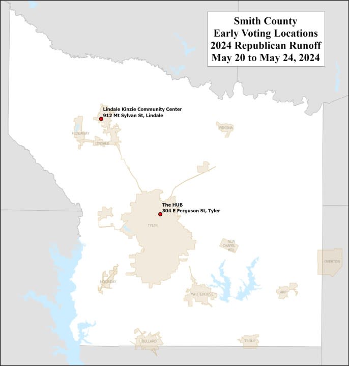 Early voting locations, courtesy of Smith County