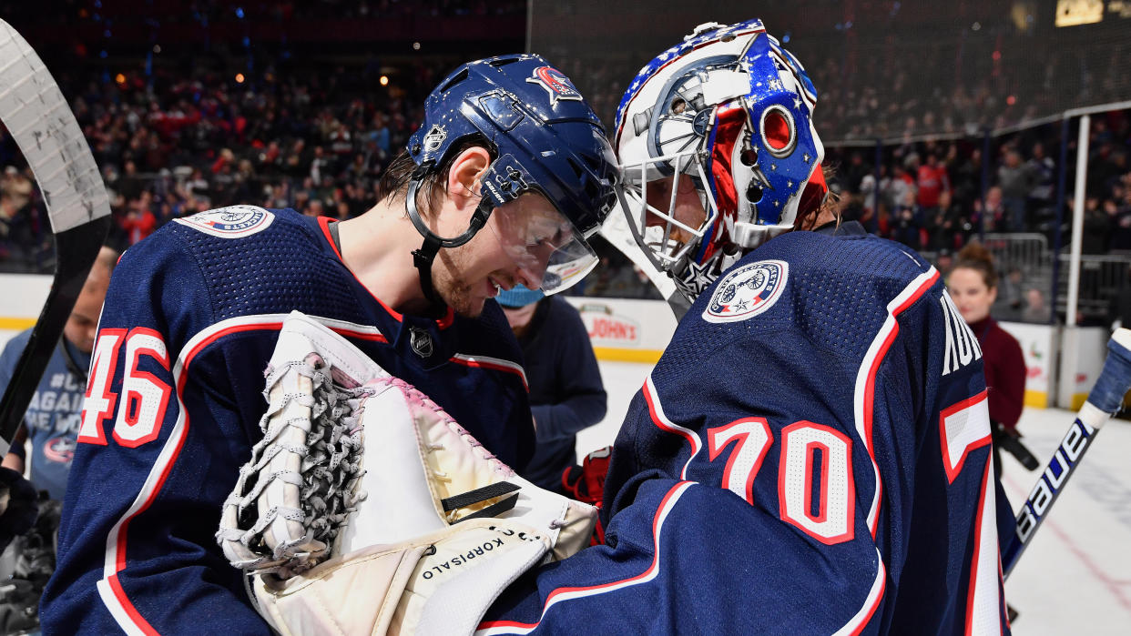 Joonas Korpisalo and a host of relatively anonymous players have been key to the Columbus Blue Jackets turning their season around.  (Jamie Sabau/NHLI via Getty Images)