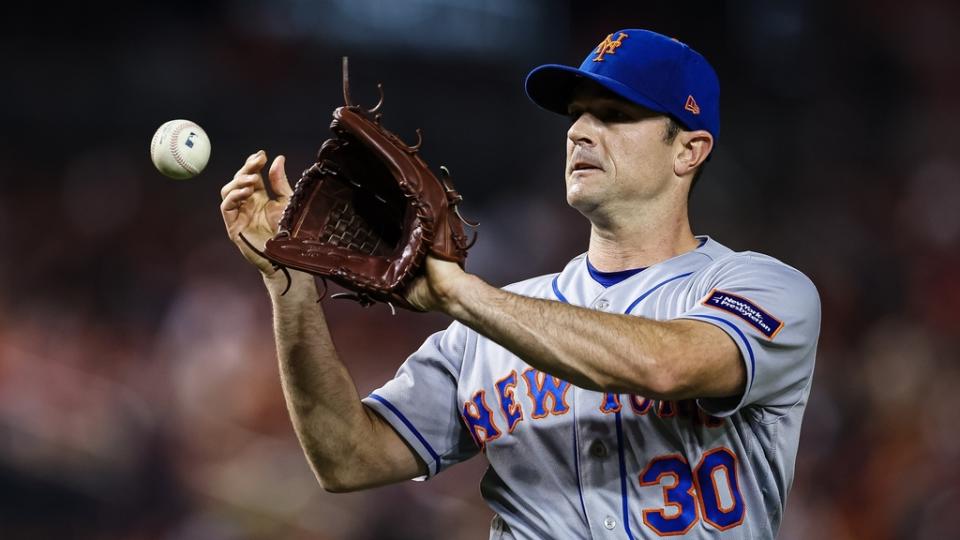 May 12, 2023; Washington, District of Columbia, USA; New York Mets relief pitcher David Robertson (30) in action against the Washington Nationals during the ninth inning at Nationals Park.