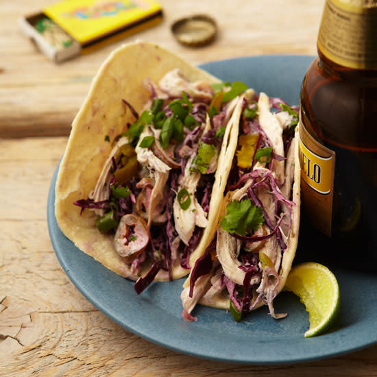 Chicken and Cabbage Tacos with Cilantro Cream